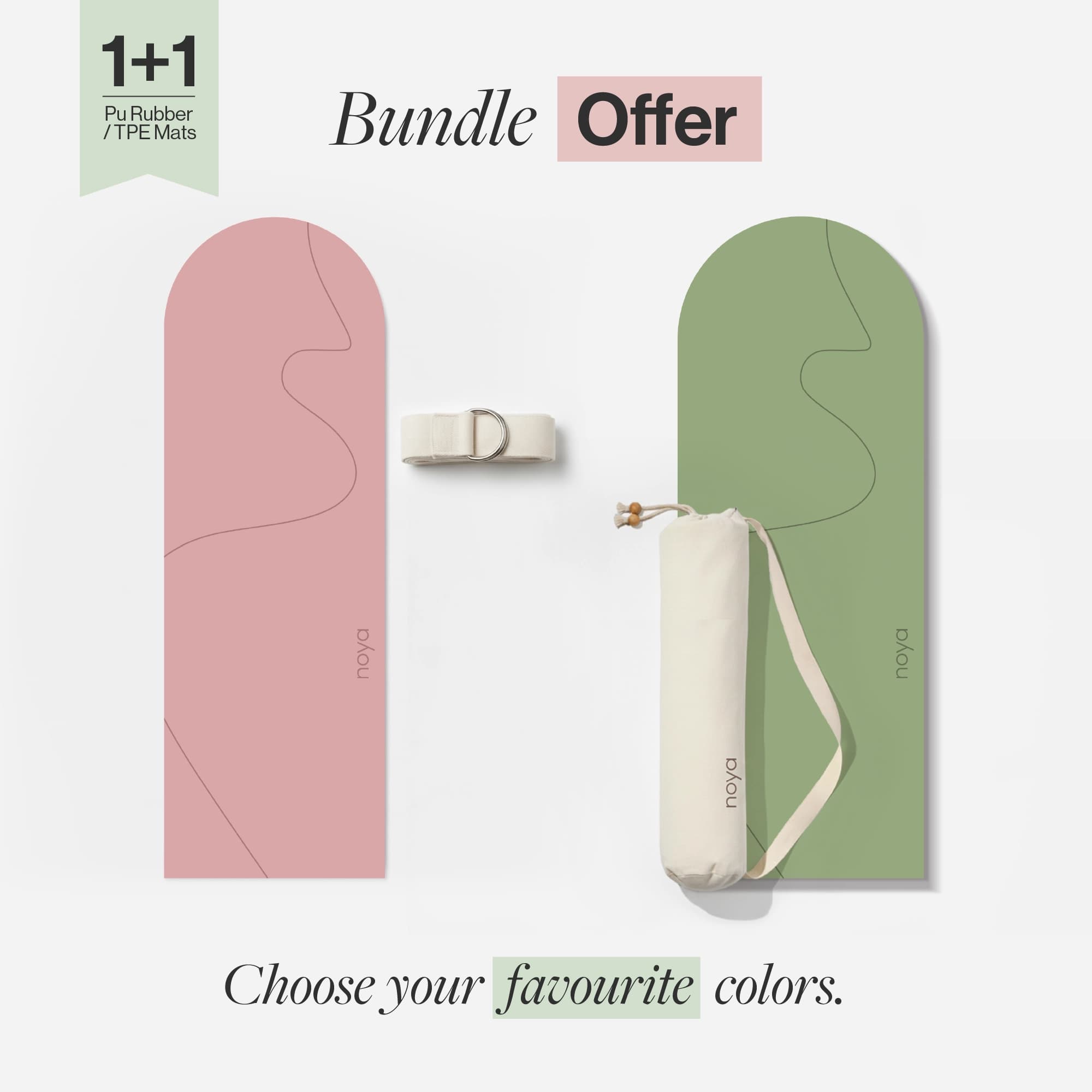 1+1 Noya Arch PU Rubber / TPE Mat - Pink & Green