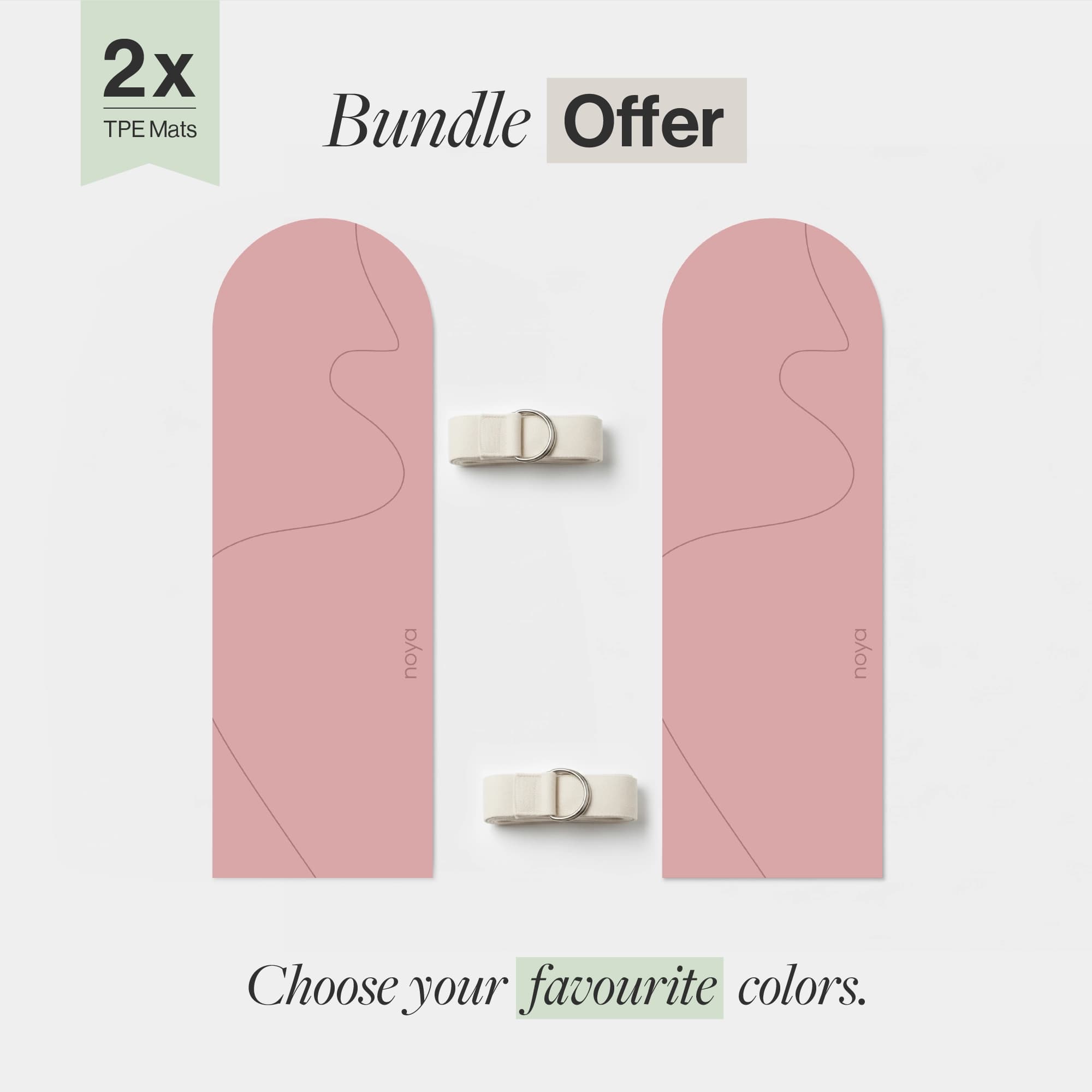 2x Noya Arch TPE Mat Bundle Offer - Pink