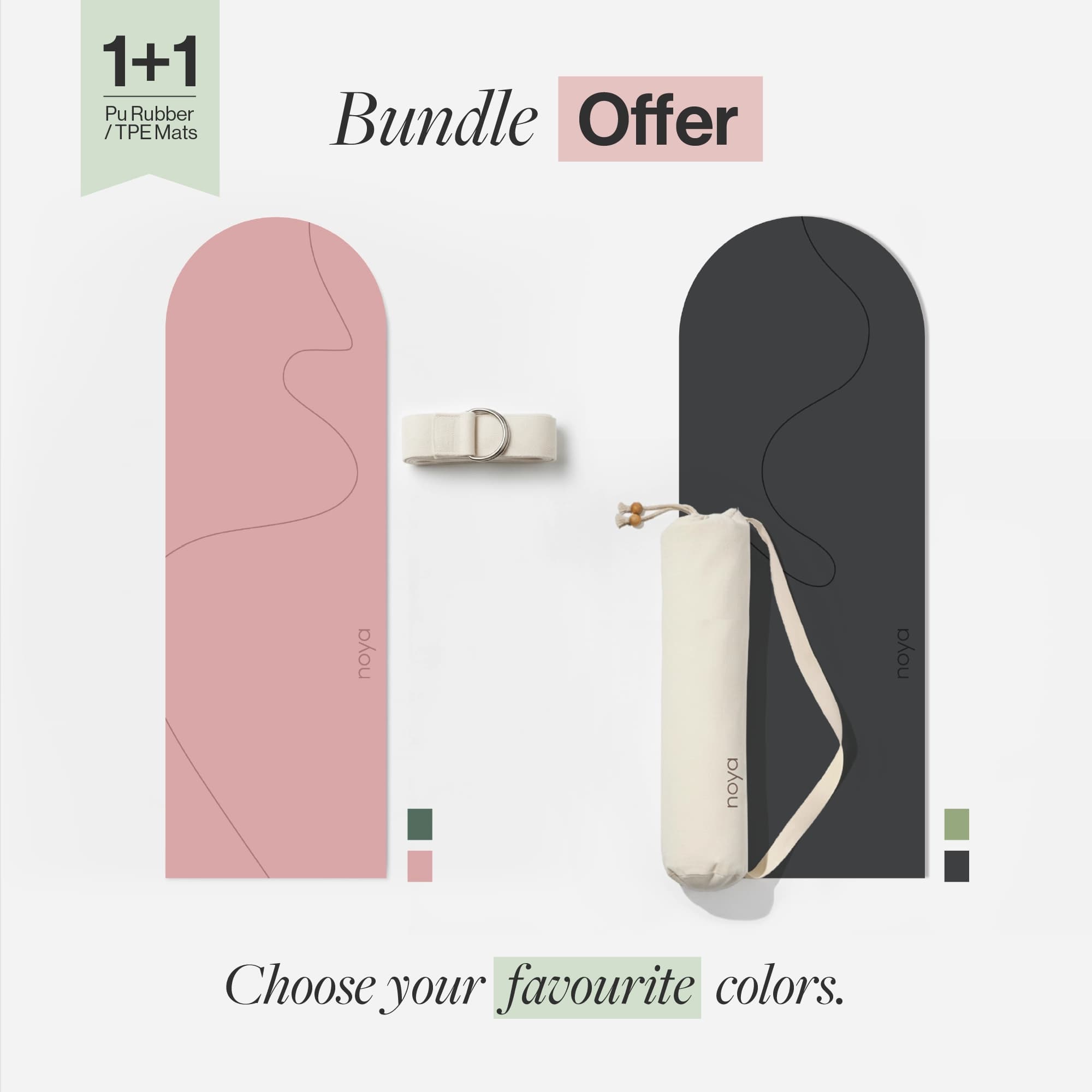 1+1 Noya Arch PU Rubber / TPE Mat - Pink & Grey